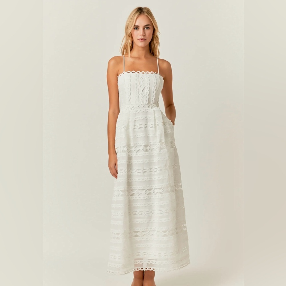 Endless Rose white eyelet dress lace midi
